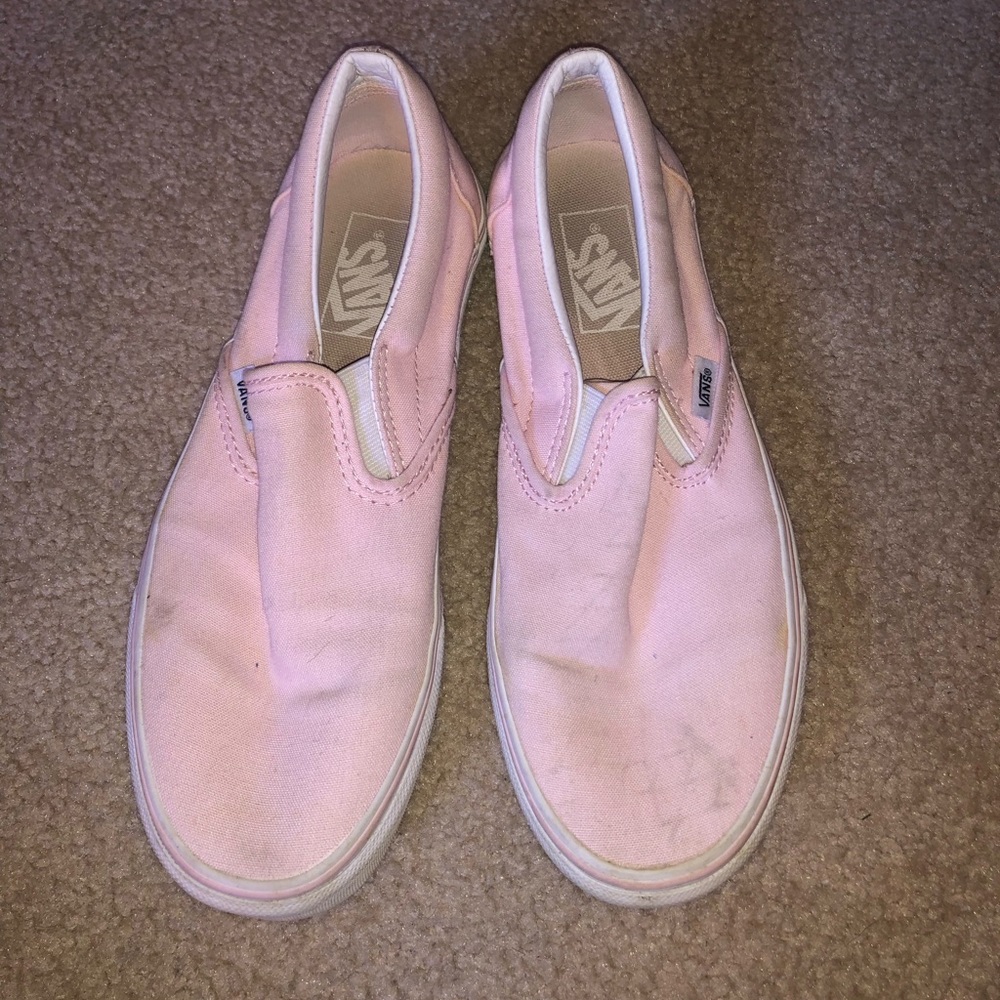 Baby pink slip on vans size 7.5 men’s, 9 women’s.